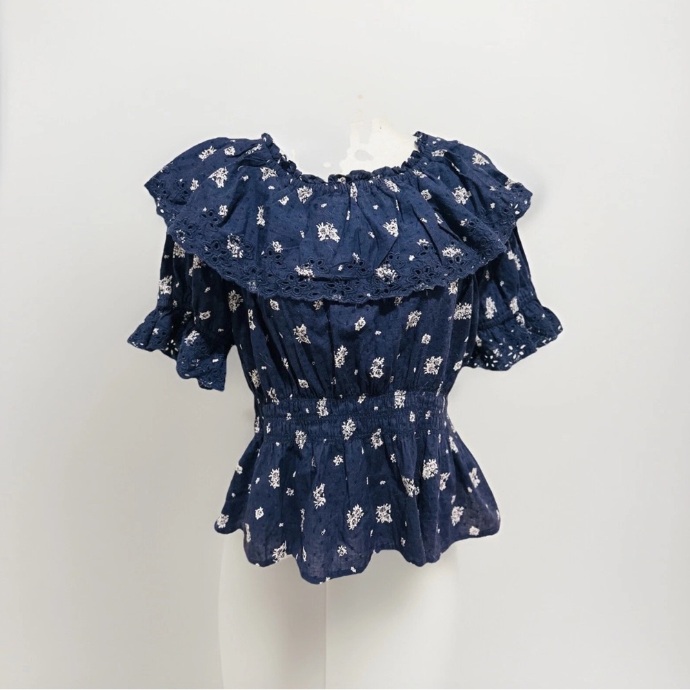 Universal Thread Blouse Navy Print Medium - image 4